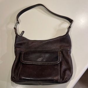 Vintage Fossil brown leather handbag